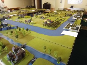 Here the Russians have a small bridgehead on the far bank right side.