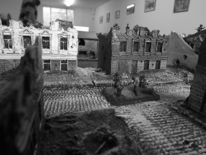 The first Russian assault troops move through the new city towards the banks of the Oder. Ready to attack the old city, with it's 18th century fortifications. Bolstered by Volksturm.