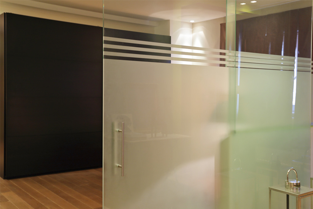 Sandblasted Glass ofice screen