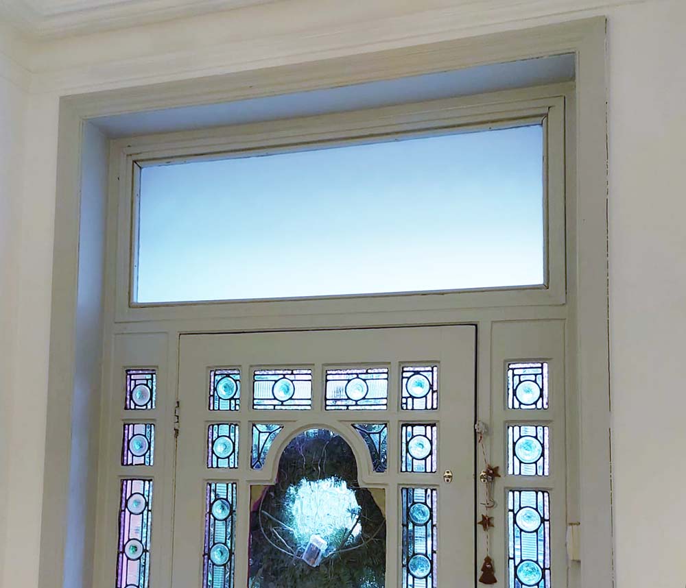 White Laminated Fan Light Muswell Hill internal detail