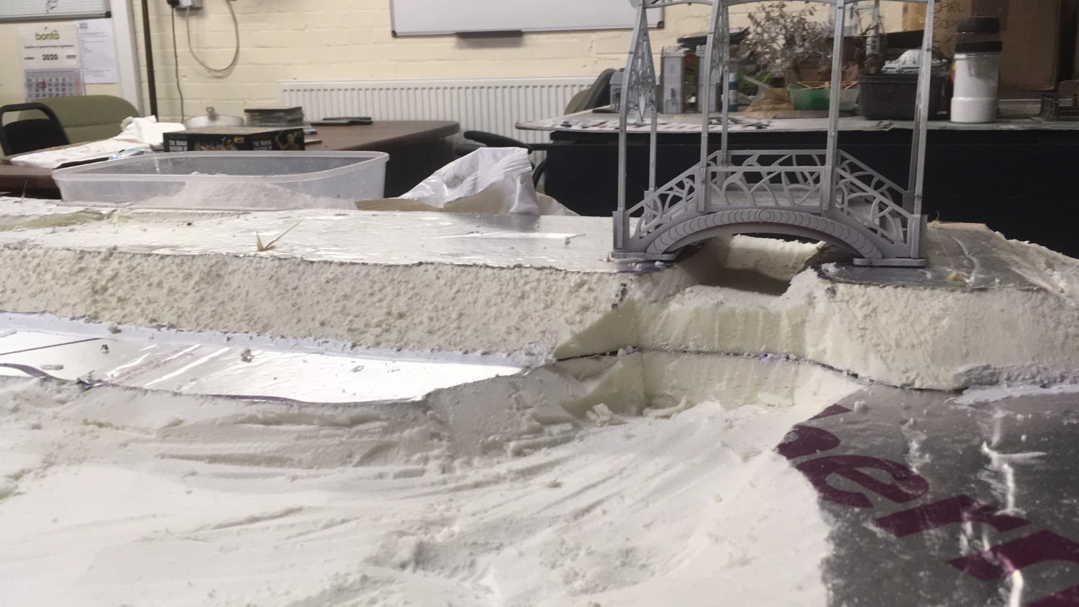 Foam board shaped to make the contours